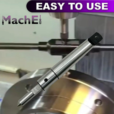 MT2 Morse Taper Shank Spring Loaded Center Tap Guide Tool shown in use on a lathe for precise thread alignment.