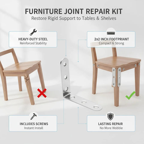 Sturdy L Shaped Corner Braces For Furniture 2x2 Inch Right Angle Brackets With Screws Set Of Five For Repairing Chair Joints