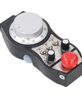 Next Level CNC Handwheel Controller Goes Wireless With Super Smooth 6-Axis Ergonomic Design And Massive 60m Range For Serious Shop Grinds. Wireless CNC handwheel controller with ABS body, 60m range, red emergency stop and rotary dials