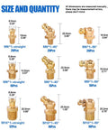 145-Piece Brass Zerk Grease Nipple Fittings Assortment Kit For Metric M6x1, M8x1, M10x1 With Straight, 90 Degree, And 45 Degree Angled Zerks For Auto, Bike, Farm Gear, And DIY Projects showing sizes and quantities of fittings.