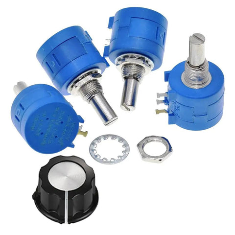 5-Piece 10K 3590S Multiturn Wire Wound Rotary Potentiometer With Knob Cap For DIY Electronics High Accuracy Adjustable Resistor