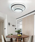 LED Flush Mount Ceiling Light Lit 12 Inch Round 48W 6000K Cool White Modern Fixture For Kitchen Living Room Bedroom Black Finish