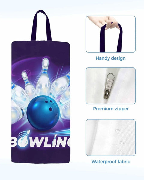 Waterproof Travel Shoe Bag With Zipper Closure, Large 17.7 By 9.8 Inches, Ombre Blue Purple Bowling Ball Pattern
