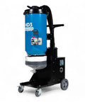 Rock Solid Three Motor HEPA Dust Collector With Reverse Air Jet Pulse Filter Cleaner Built For Demanding Shops Hella Powerful 110V Industrial Extraction Tool on wheels with blue canister.
