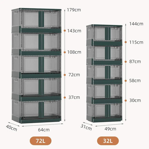 Foldable Storage Boxes With Lids And Smooth Rolling Wheels, Stackable Plastic Cube Bins Featuring A Nifty Slide Panel, Solid Durable Design For Slick Closet Organization And Tight Gap Spaces That Truly Get The Job Done