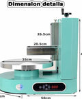 Birthday Cake Cream Smoothing And Filling Machine 4 to 12 Inch Pro Grade Tool with Dimension Details, Aluminum, Stainless Steel, Green