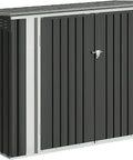 Outdoor Metal Storage Shed 5.8 x 3.3 Ft Weatherproof Lockable Yard Storage For Trash Cans, Tools And Garden Gear with closed doors