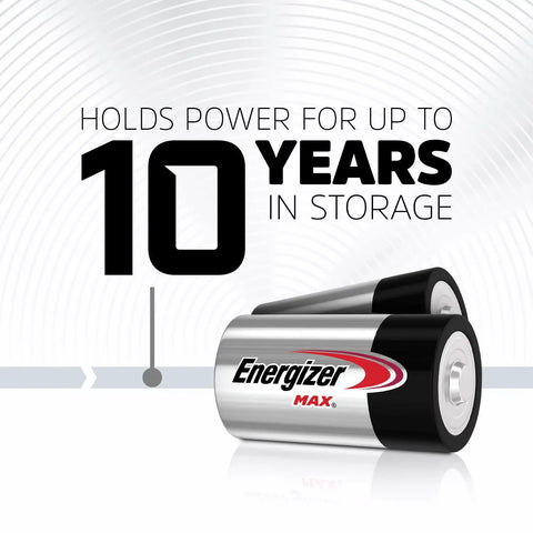 Prime Pick D Cell Batteries 8 Pack Premium Alkaline Power Hella Reliable For High Drain Gadgets Like Flashlights Radios And Toys Built To Crush Every Job With Steady Voltage All Year Round, showing two Energizer batteries.