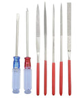 Set of screwdrivers and files from 20 Piece Model Tools Kit For Gundam And Car Models Easy To Use Hobby Building Tools Set With Screwdrivers Tweezers Files Pliers And More For Beginners And Advanced Builders.