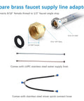 Spare brass faucet supply line adapter with 1/2" NRT female thread, includes cUPC stainless steel water supply lines.