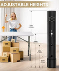 Adjustable Folding Table Leg Risers Four Pack Metal Height Extenders for Straight And Bent Legs shown with three height options.