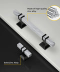 Marble Drawer Pulls and Knobs 10 Pack White Marble and Black 5 Inch Hole Center T Bar Hardware for Kitchen Cabinets Dresser