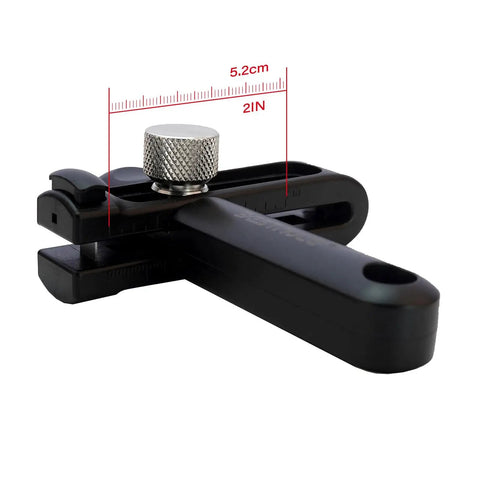 Leather Strip Cutter And Strap Cutter Tool With Three Blades For DIY Leatherworking Durable Nylon Body And Adjustable Cutting Width For Smooth Precise Leather Cuts showing side view with measurement.