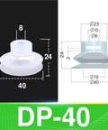 Industrial Grade Vacuum Suction Cup Nozzle With Antistatic Silica Gel For Heavy Duty Lifting And Handling, DP 40 size, 40mm, side view.