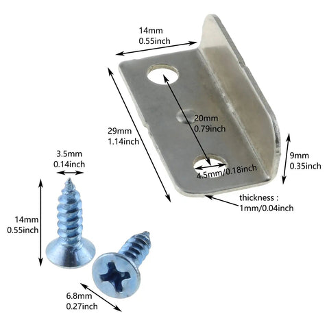 Modern Silver Drawer Deadbolt Locks 6 Piece Set With Heavy Duty Nickel Plated Iron Build Includes Complete Screw Kit for drawer lock with screws 29mm x 14mm.
