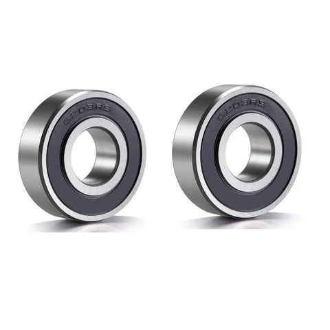 Beefy Heavy Duty Sealed Bearing 17x40x12 Millimeter Chrome Steel With Dual Rubber Seals, 20000 RPM, Two Pack Front View