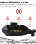 Mini RC Submarine With 6 Channel Remote Control Dope Waterproof Electric Diving Boat showing auto power-off feature