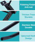 Close-up of Built Tough Heavy Duty Slatwall Hooks Pack Of 50, 8 Inch Black with anti-rust finish and stainless steel construction