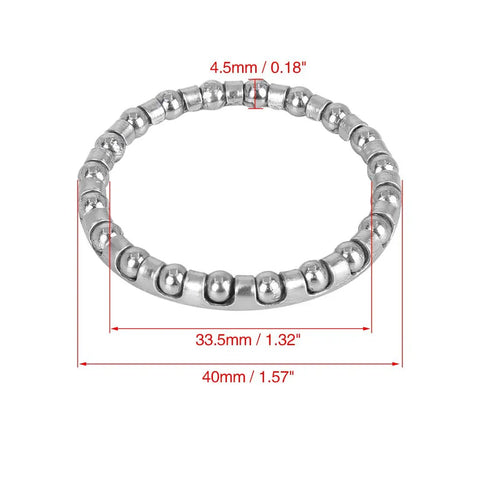 Four Pack 40mm Ball Bearing Cage Kit for Bicycle Crank and Wheel Bearings, Steel Retainer With 20 Balls dimensions shown