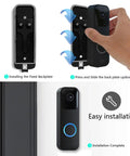 Heavy Duty Doorbell Backplate Replacement For Two Hole Video Doorbell Models With Upgraded Plastic Mounting Plate and Sturdy Metal Lock Clip Kit during installation process.