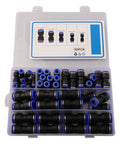 Top Tier 50 Piece Pneumatic Push Fit Connector Kit With 4 6 8 10 And 12 Mm Quick Release Adapters For Auto And Industrial Projects Making Airtight Leaks Free Seals Super Cool For Pros in plastic case