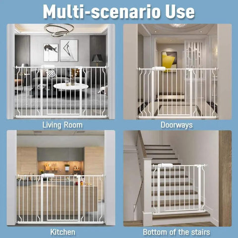 Extra Wide Pressure Mount Baby Gate With Auto Close And Hold Open, Walk Through For Stairs, Doorways, Kitchen And Living Room