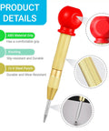 Two Pack Automatic Center Punch 5 Inch Brass Spring Loaded Hammerless Tool With Comfy Palm Wrap For Metal Wood Plastic And Emergency Glass Breaker in detail