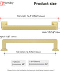 Dimensions of 30 Pack 5 1/16 Inch Gold Cabinet Handles, Solid Zinc Alloy Heavy Duty Cabinet Pulls, Brass Kitchen Hardware