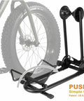 Push In Bike Floor Parking Rack Stand For Mountain, Road And Fat Bikes Up To 5 Inch Tire Width, Indoor Outdoor Garage Storage