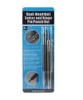 Two Piece Head Nail Setter Kit For Hard Metal Surfaces And Door Hinge Pins Heavy Duty Construction With Hammerless Action For Easy Center Marks And Drilling Guidance Perfect For Home DIY Projects And Professional Use, 2-piece, black oxide finish