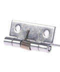 2 Inch Stainless Steel Self Closing Corner Spring Hinge for Doors Cabinets Drawers, silver tone, heavy duty hardware, side view.