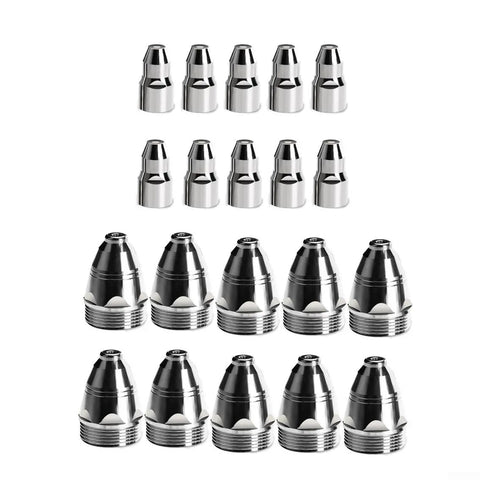 Premium Plasma Cutter Consumables Kit For P80 With Hafnium Electrodes And Copper Nozzles, 10 copper nozzles displayed.