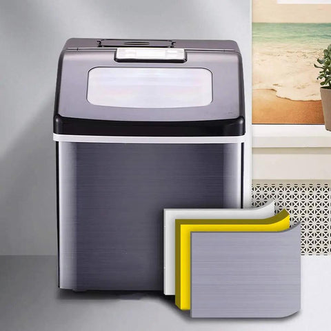 Killer Countertop Ice Maker Drops 55 Pounds Of Cubes Daily With Zero Hassle Featuring A 2.2 Liter Tank and see-through lid, sleek ABS design.
