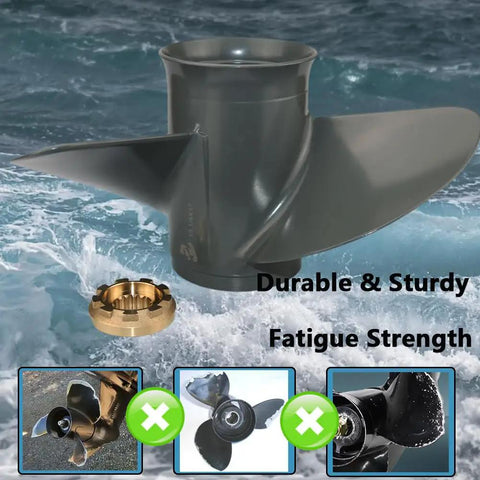 Beefy 3 Blade Boat Propeller For Honda Outboard Engines With 15 Spline Right Rotation 13 1/4 Inch Diameter 17 Pitch OEM 58130 ZW1 017AH Aluminum Alloy Premium