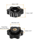 Set Of 4 Black Star Knobs With M4 Female Thread, 25mm Head, Through Hole Brass Insert, Plastic Clamping Hand Knobs, Easy Grip