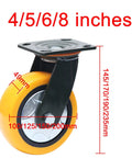 Heavy Duty Caster Wheels With Top Plate Swivel And Brake Quiet Puncture Resistant Polyurethane Casters For Furniture Workbenches