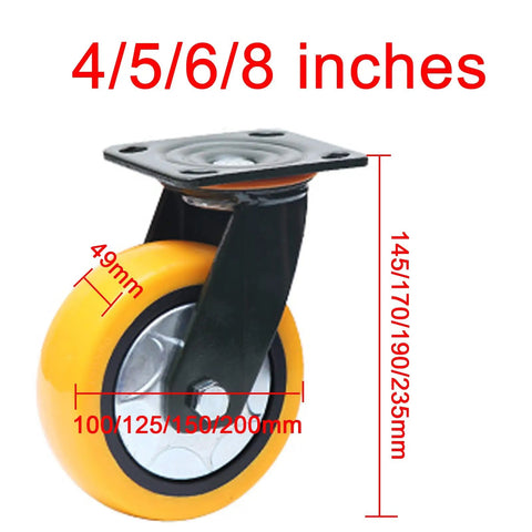 Heavy Duty Caster Wheels With Top Plate Swivel And Brake Quiet Puncture Resistant Polyurethane Casters For Furniture Workbenches