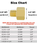 Size chart for Brass Pipe Fittings Set 6 Pack 3/8 Inch NPT Male To 1/2 Inch NPT Female Reducer Connectors For Your Plumbing Jobs