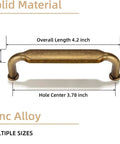 Antique Brass Zinc Alloy Cabinet Pulls 12 Pack Three And Three Quarters Inch Hole Centers Drawer Handles For Kitchen Cabinets