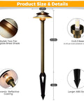 Solid Brass Low Voltage Pathway Lights 12V LED Outdoor Walkway Lamps, Heavy Duty Waterproof Antique Bronze, 19 inch with details