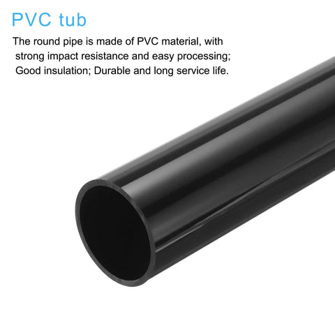 Heavy Duty Black PVC Rigid Tube 2 Inch Round Pipe Kickass Wiring Conduit Straight Shot Cable Sleeve For Badass Outdoor Diy Crafts And Reliable Plumbing Jobs Built Like A Boss Daily, close-up view showing smooth surface and round shape.
