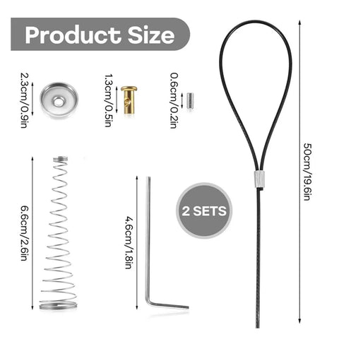 Two Pack Gate Latch Cable Pull Kit With Spring Return Adjustable 2 To 6 Inch Opener For Wooden And Wrought Iron Fences components