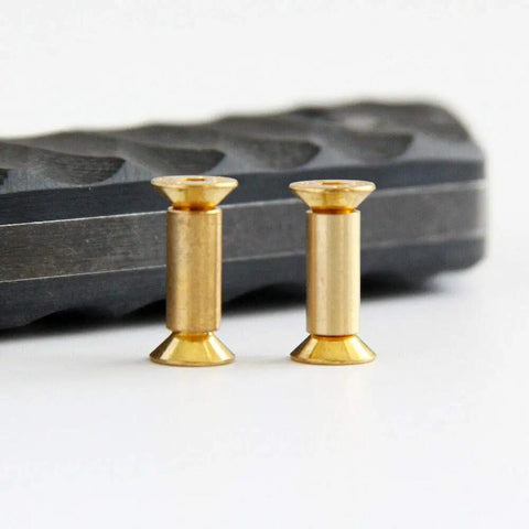 Ten Piece Brass Knife Handle Rivets Set For Five Millimeter Holes With Flat Hex Head Screws Locking Design Durable Knife Hardware