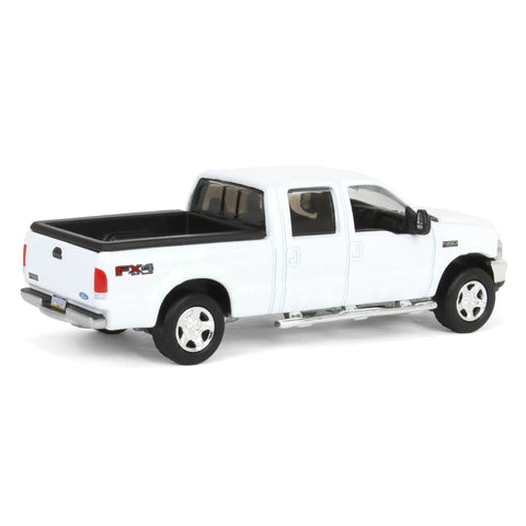 Ford F250 Super Duty 2004 Diecast Crew Cab Pickup Truck White 1 64 Scale Display Model With Rubber Tires And Metal Chassis