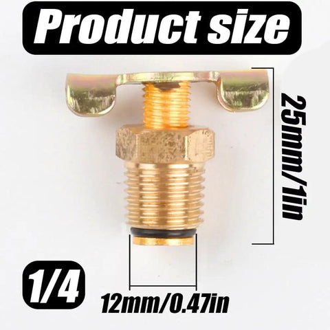 Two Pack One Quarter Inch Brass Air Hose Fittings With Blowdown Drain Valve And Handle NPT Male External Drain Cock