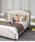Sleek Two Drawer Nightstand With Rock Solid Steel Frame For Bedroom Bedside Or Couch Side Storage Featuring Smooth Surface And No Fuss Upkeep To Keep Your Spot Snazzy And Fully Stocked All Day Long, positioned by a stylish bed with decorative pillows.