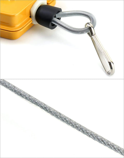 Heavy Duty Spring Balancer For Assembly Lines, Retractable Tool Fixture Holder with solid iron case and steel cable close-up