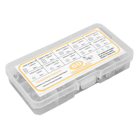 Ultimate 50-Piece Stainless Steel Threaded Inserts For M5x0.8 Repair Kit To Fix Stripped Threads And Restore Fastening Power On Metal Or Plastic Parts With Rust Proof Precision For Any Gnarly Industrial Job, clear plastic storage box