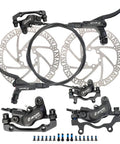 Front view of JFOYH Zoom HB876 4-piston hydraulic disc brake kit with 160mm rotors and front/rear levers