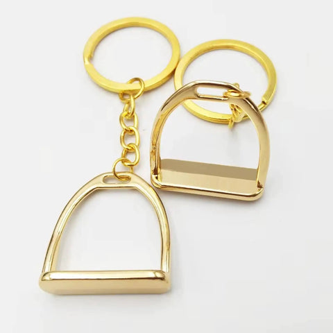 Elegant Stirrups and Snaffle Bit Key Rings D Shaped Keychain in polished sturdy alloy for equestrians and horse lovers